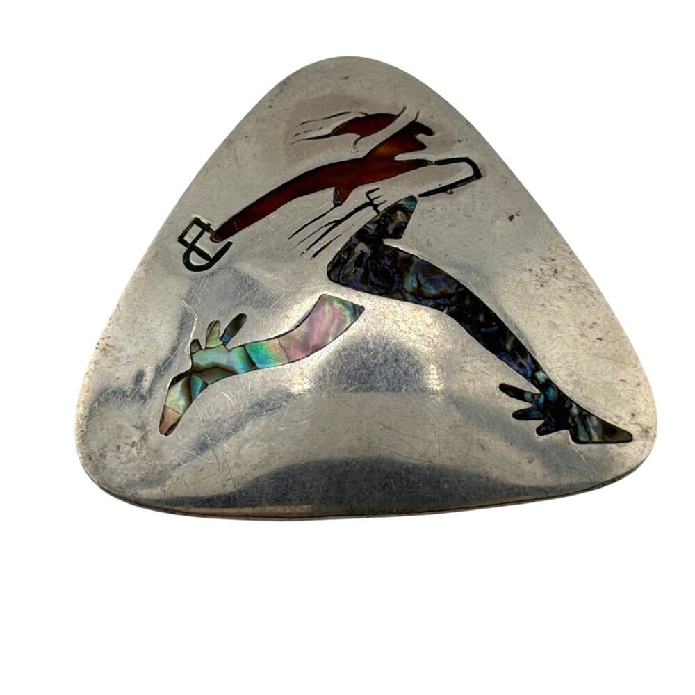Vintage Los Castillo Taxco Mexican Sterling Silver Pluma Azteca Brooch